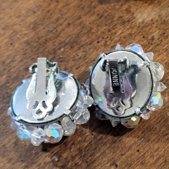 Vintage Aurora Borealis Made in England Necklace & Jonne Clip On Earrings - Picture 10 of 10